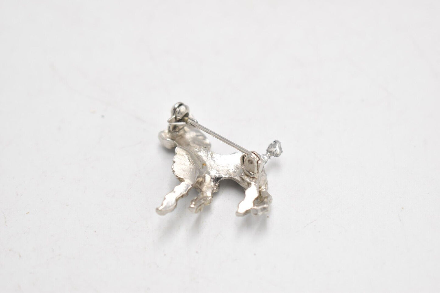 Vintage Silver Tone Marcasite Poodle Dog Brooch with Red Eyes –Women's Jewellery