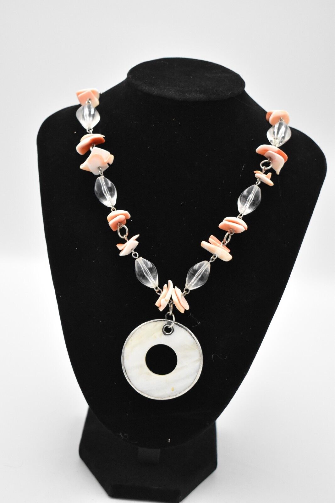 Vintage Mother of Pearl Circle Statement Necklace - Ladies