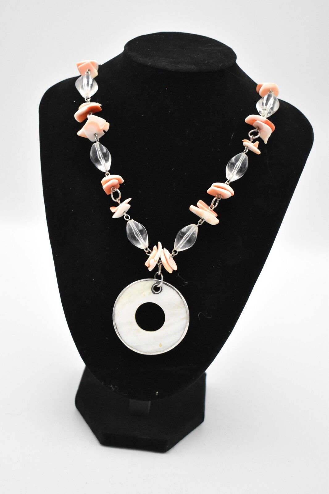 Vintage Mother of Pearl Circle Statement Necklace - Ladies