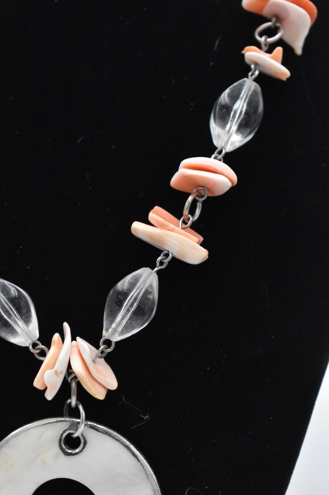 Vintage Mother of Pearl Circle Statement Necklace - Ladies