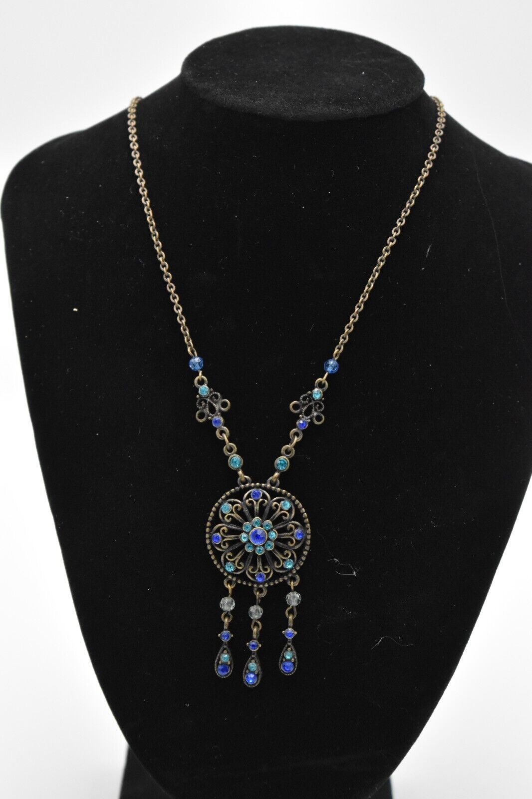 Vintage East Blue and Turquoise Statement Piece Necklace - Costume Jewellery